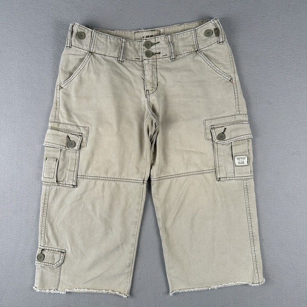 Abercrombie & Fitch Cargo Capri Pants Womens 2 Green Utility Indie Sleeze Y2K